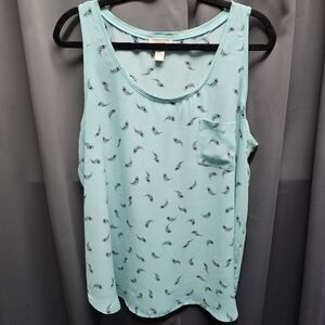 LOFT Sleeveless Blouse Light Blue/Turquoise Size XL